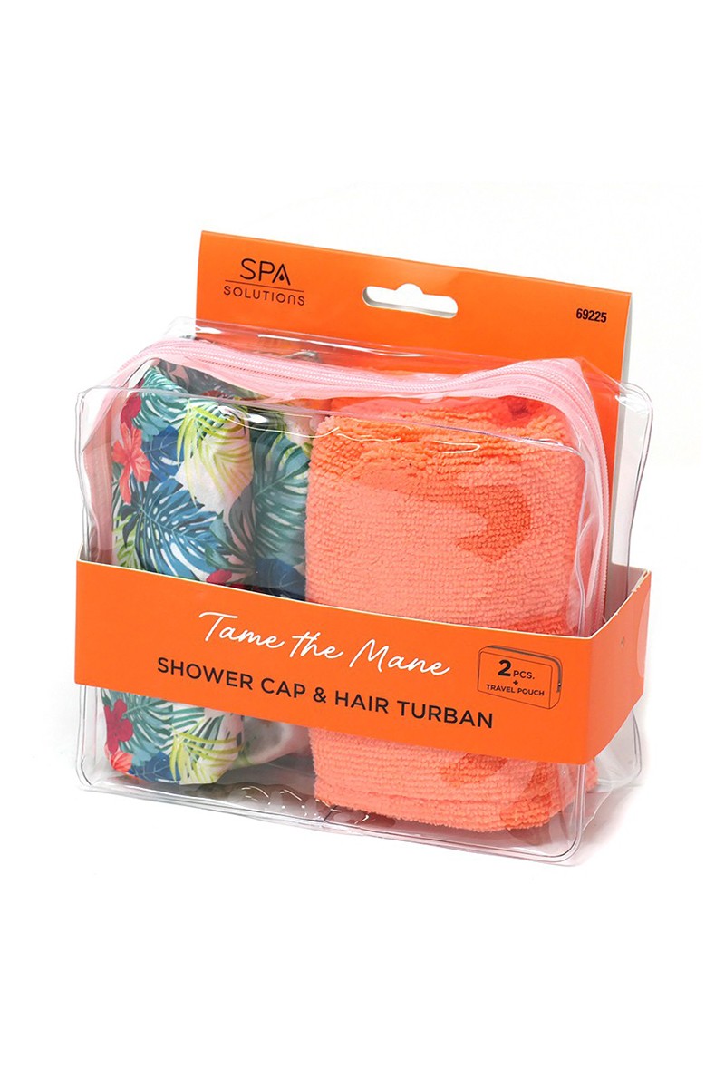 Tame the Mane Tropical Shower Cap & Hair Turban Set