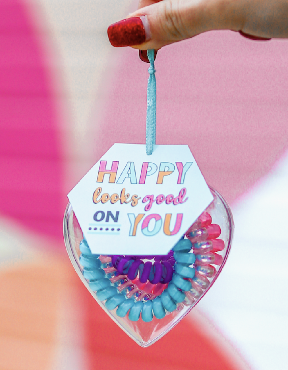 Heart Spiral Hairties - Happy Looks Good on You