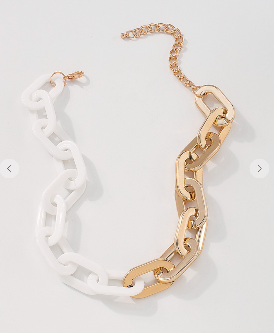 White & Gold Chain Necklace