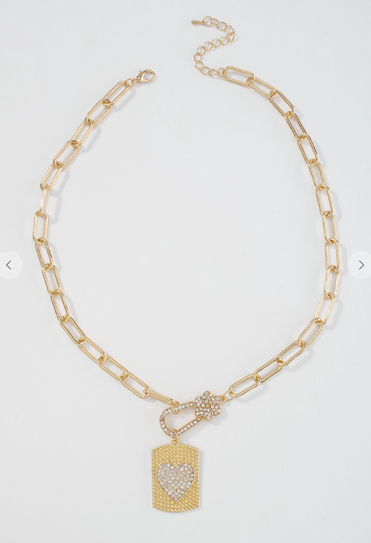 Heart Tag Gold Necklace