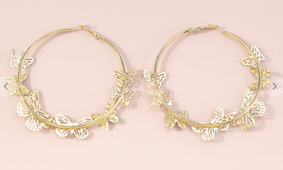 Butterfly Hoop Earrings