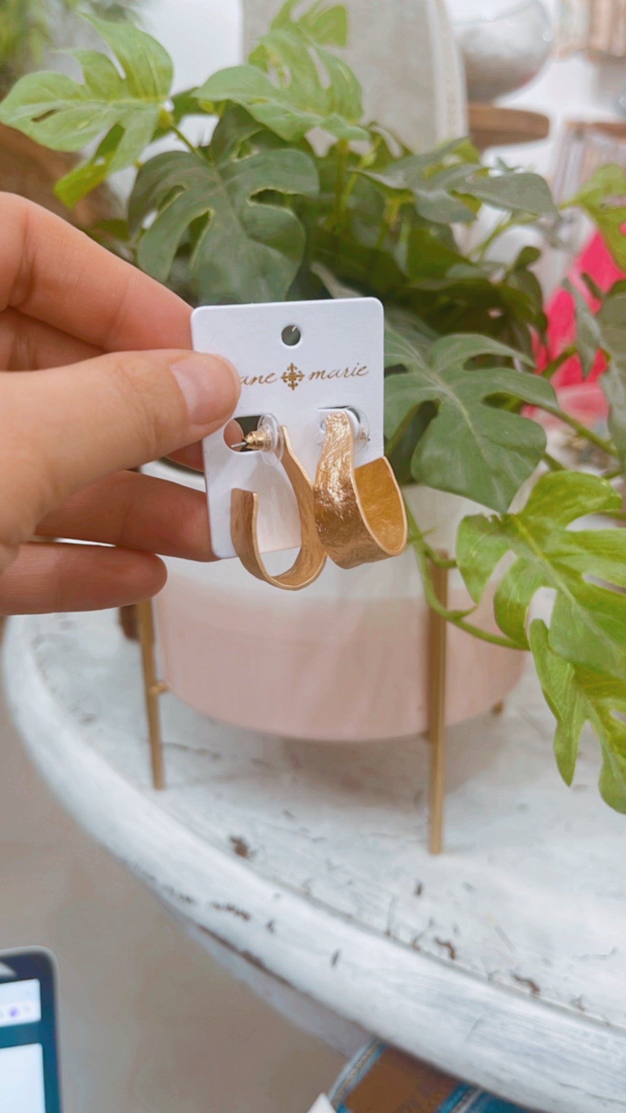 Gold Textured Curved Hoop Earrings