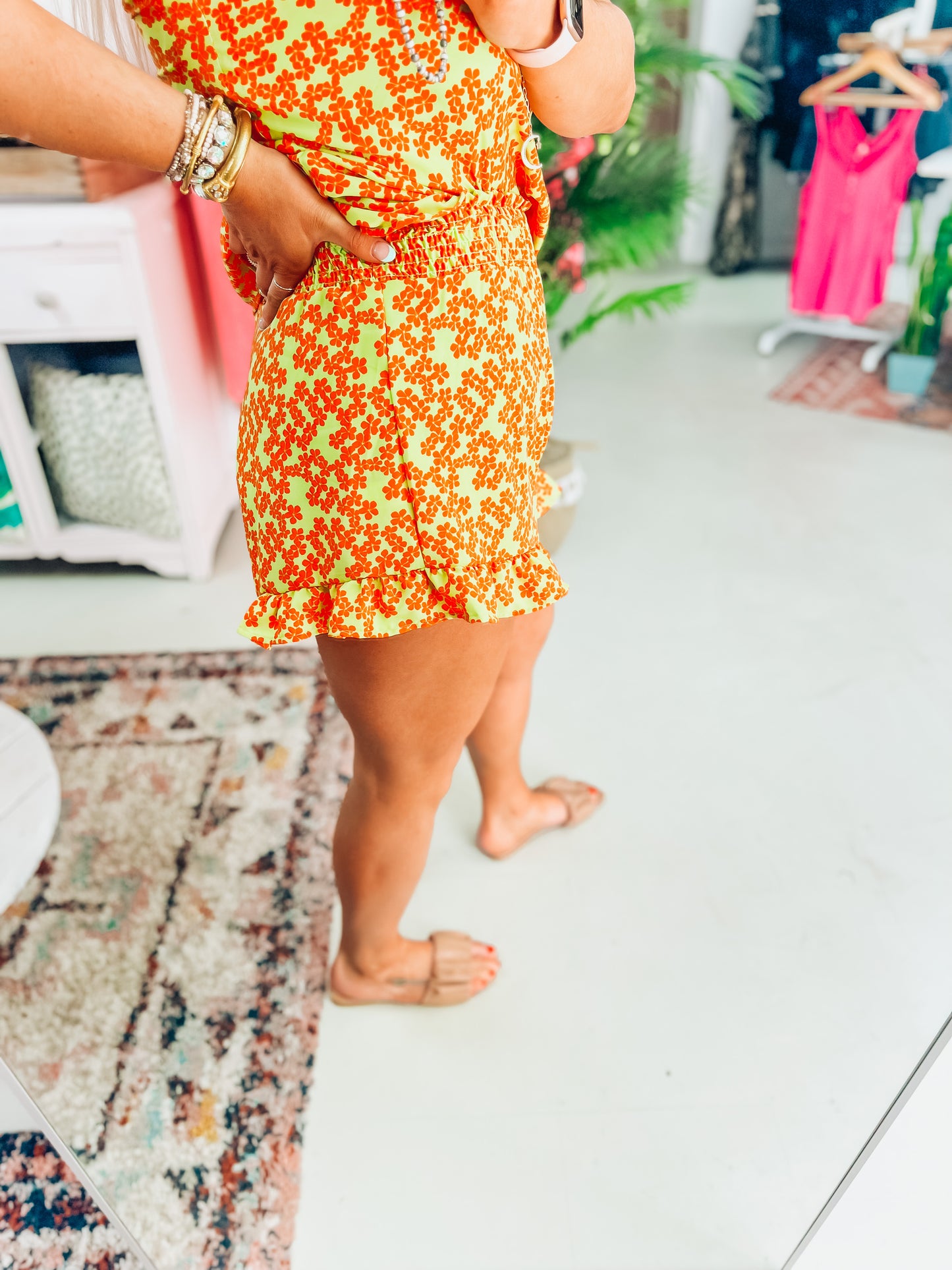 Sunny Lime Ruffled Shorts