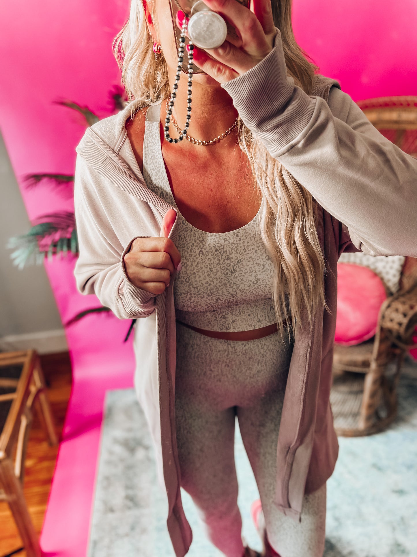 Charlie Mauve Open Front Hoodie Cardi