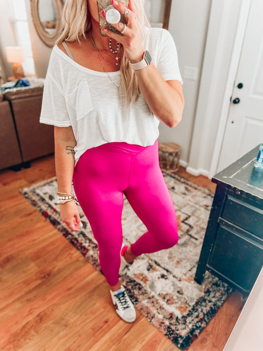 Aspen V Leggings- Raspberry