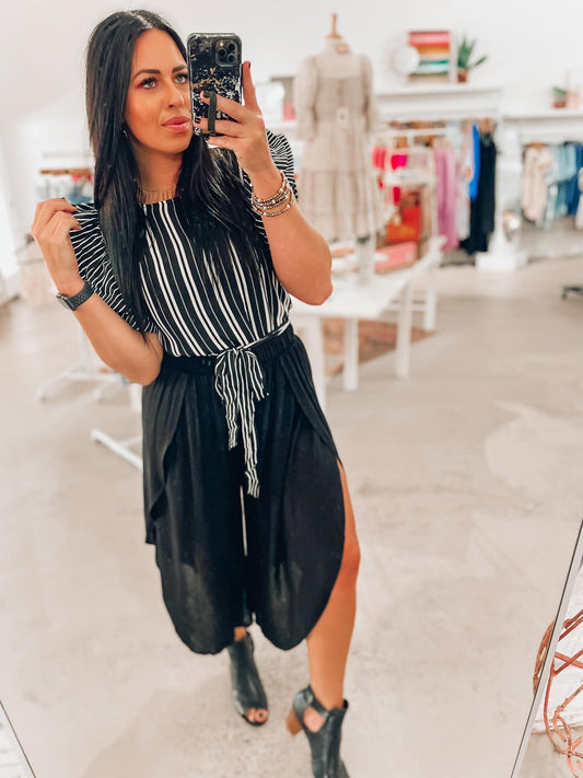 Luna Wide Leg Pants- Black