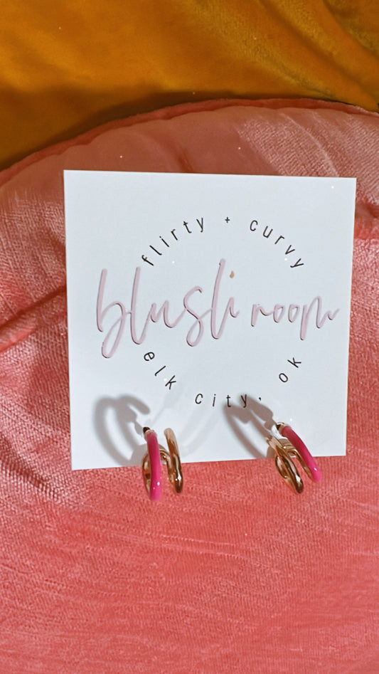Hot Pink & Metal Hoops