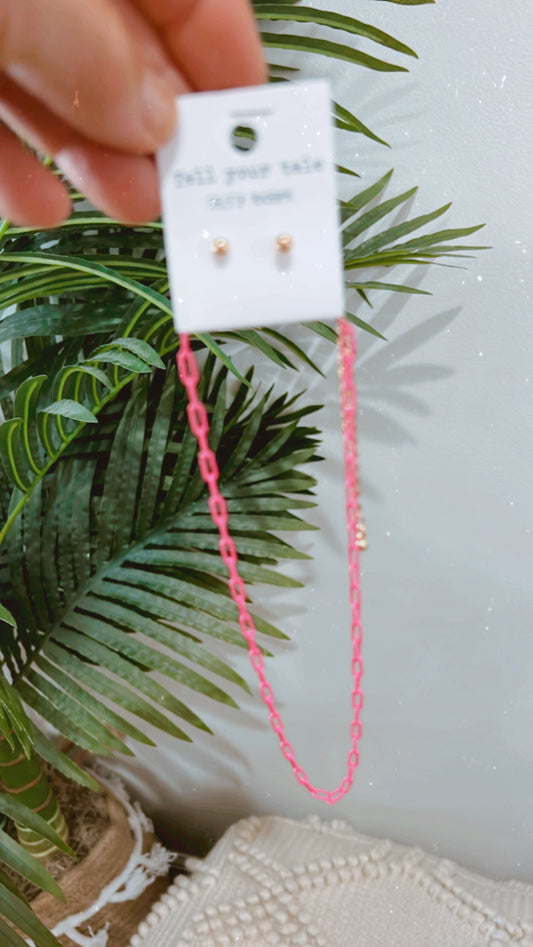 Fuchsia Paperclip Choker