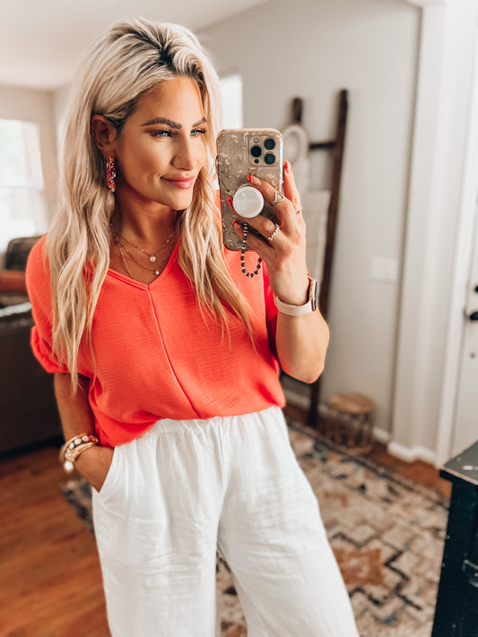 Maya Basic Top- Coral