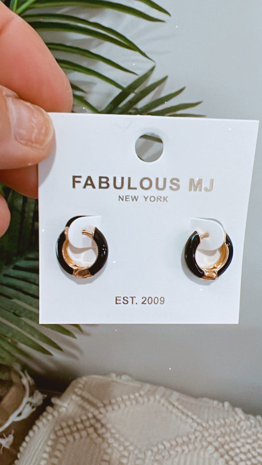 Black Huggie Hoops
