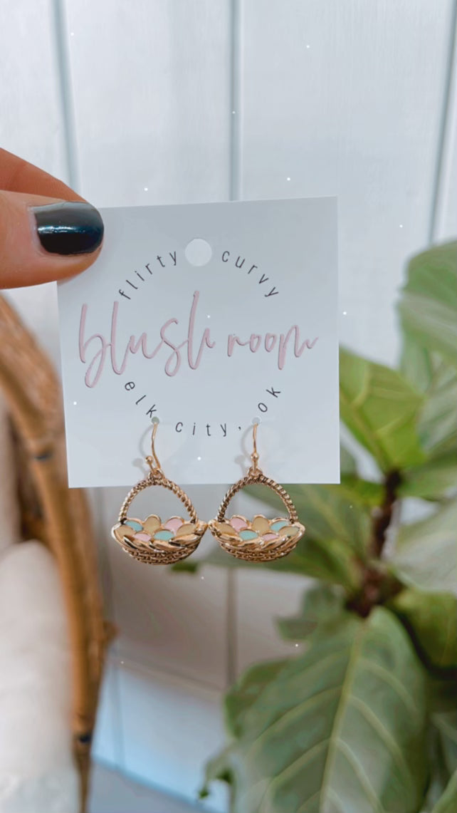 Gold Easter Basket Earrings
