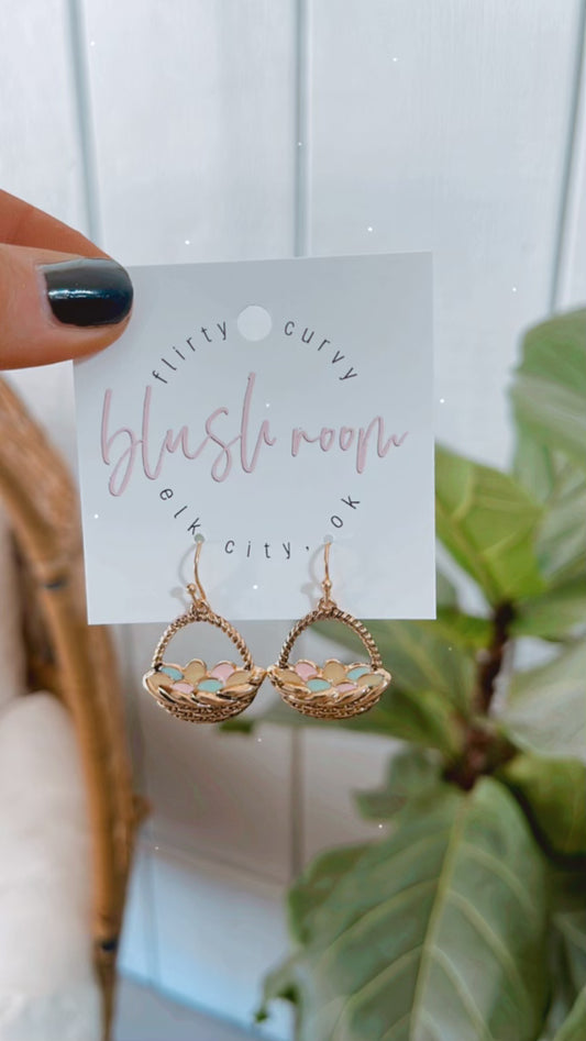 Gold Easter Basket Earrings