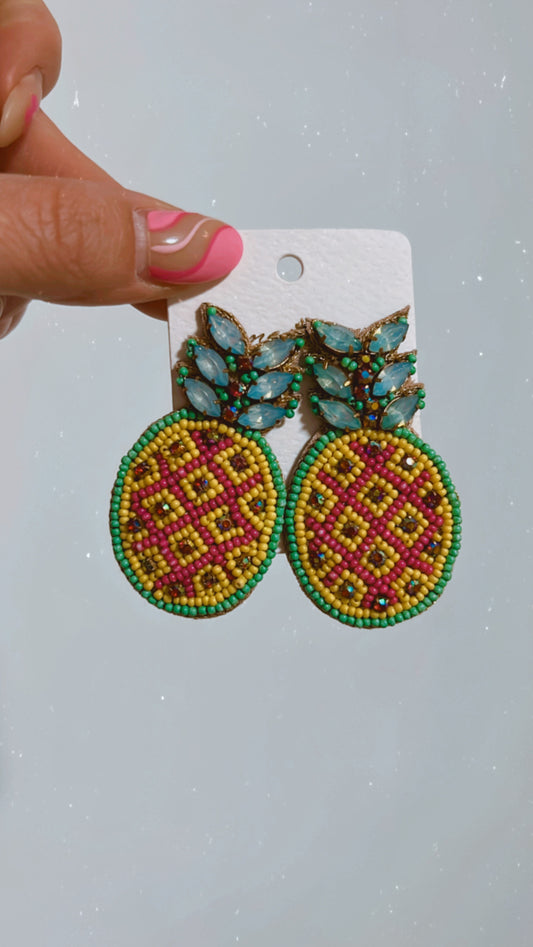 Pineapple Beaded Earrings