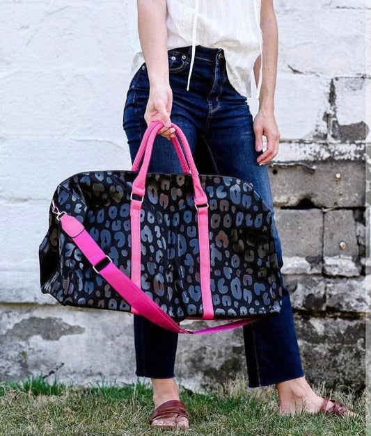 The Aubrey Weekender Bag- Pink/Black