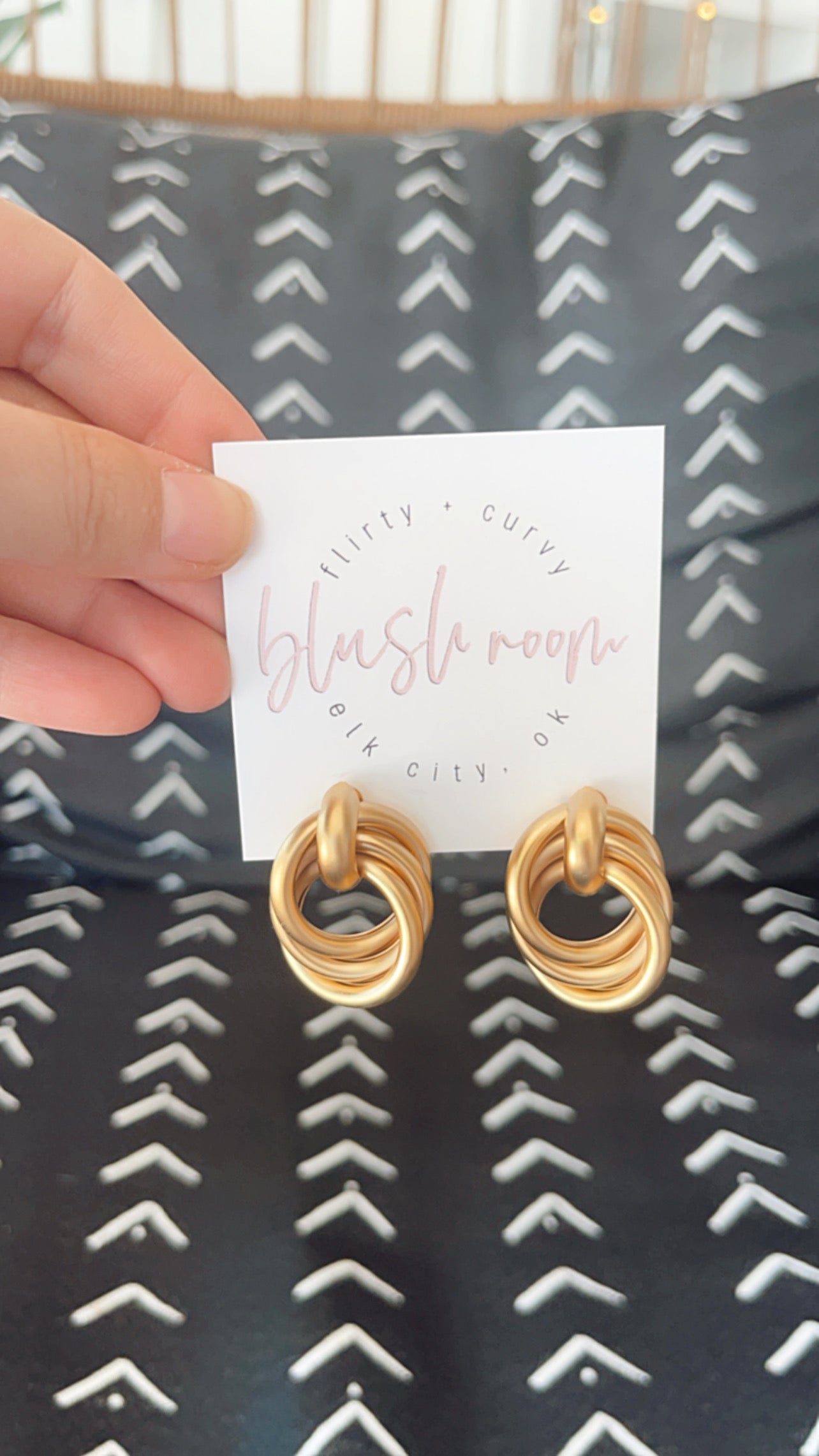 Gold Tri Hoop Studs