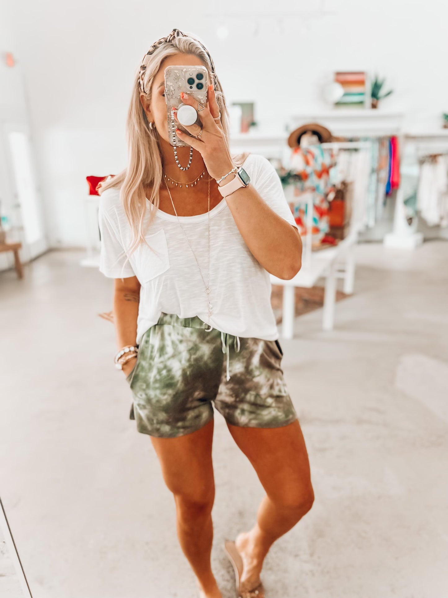 Risa Olive Tie Dye Shorts