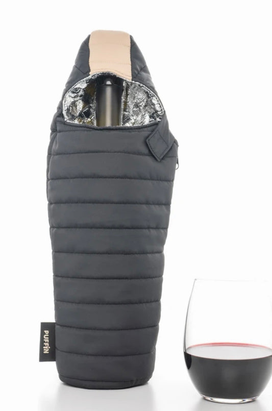 Wine Beverage Bag - Black & Tan