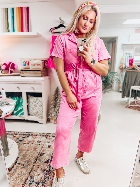 Sandi Pink Utility Jumpsuit