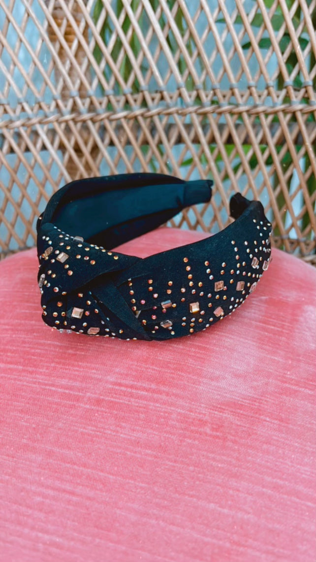 Black & Gold Studded Headband