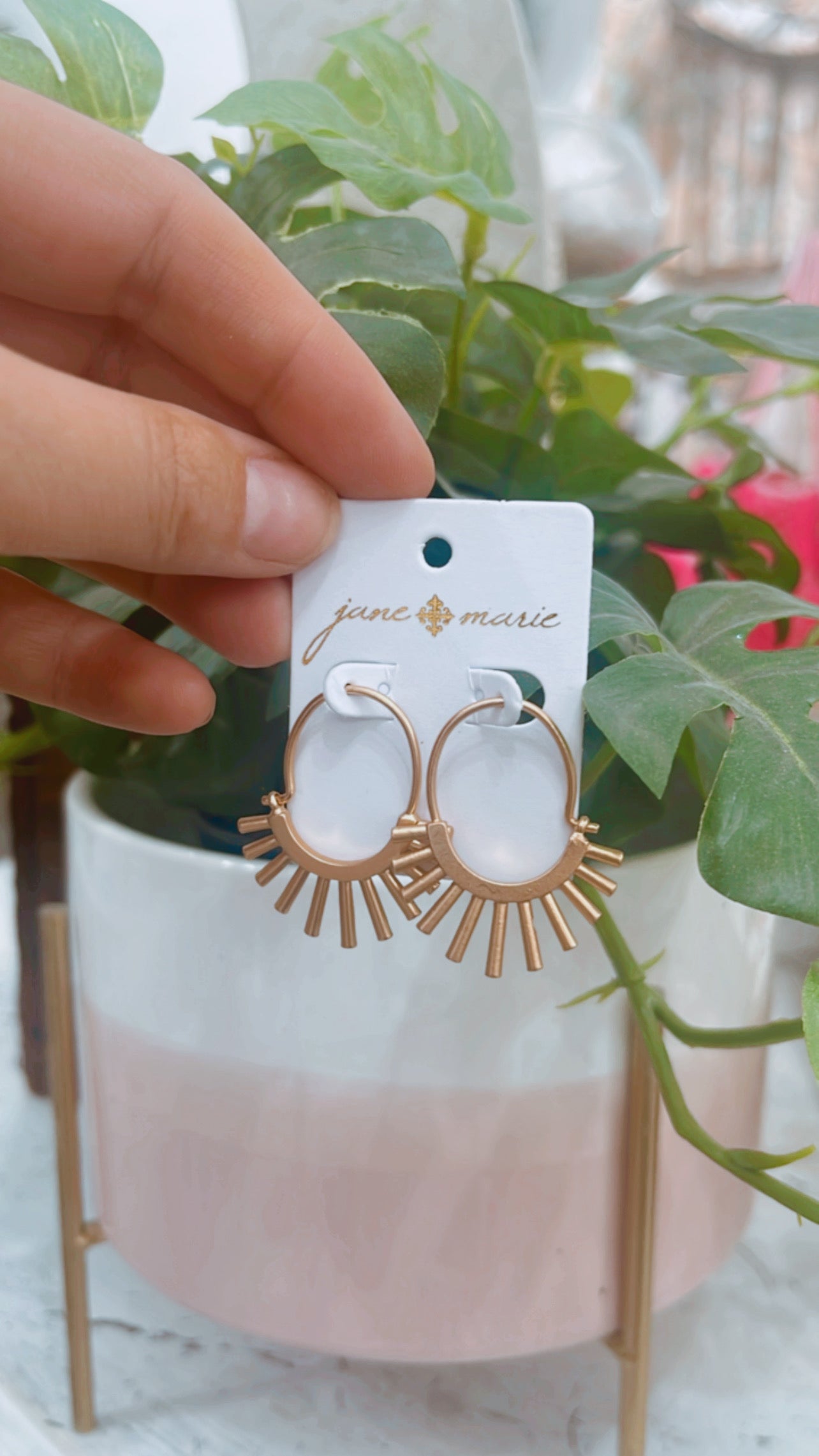 Gold Fringe Fan Earrings