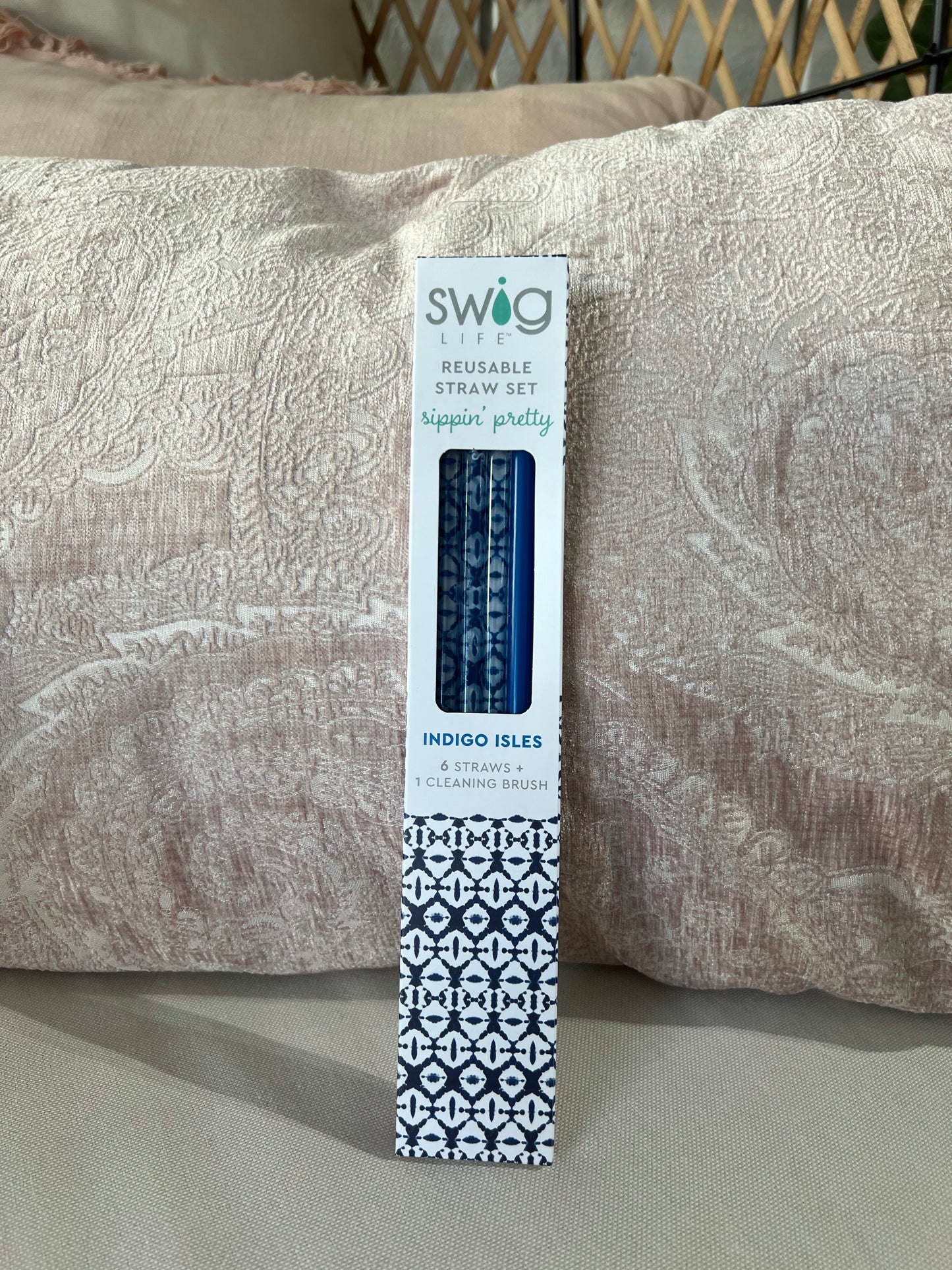 Indigo Isle & Blue Reusable Straw Set (Tall)