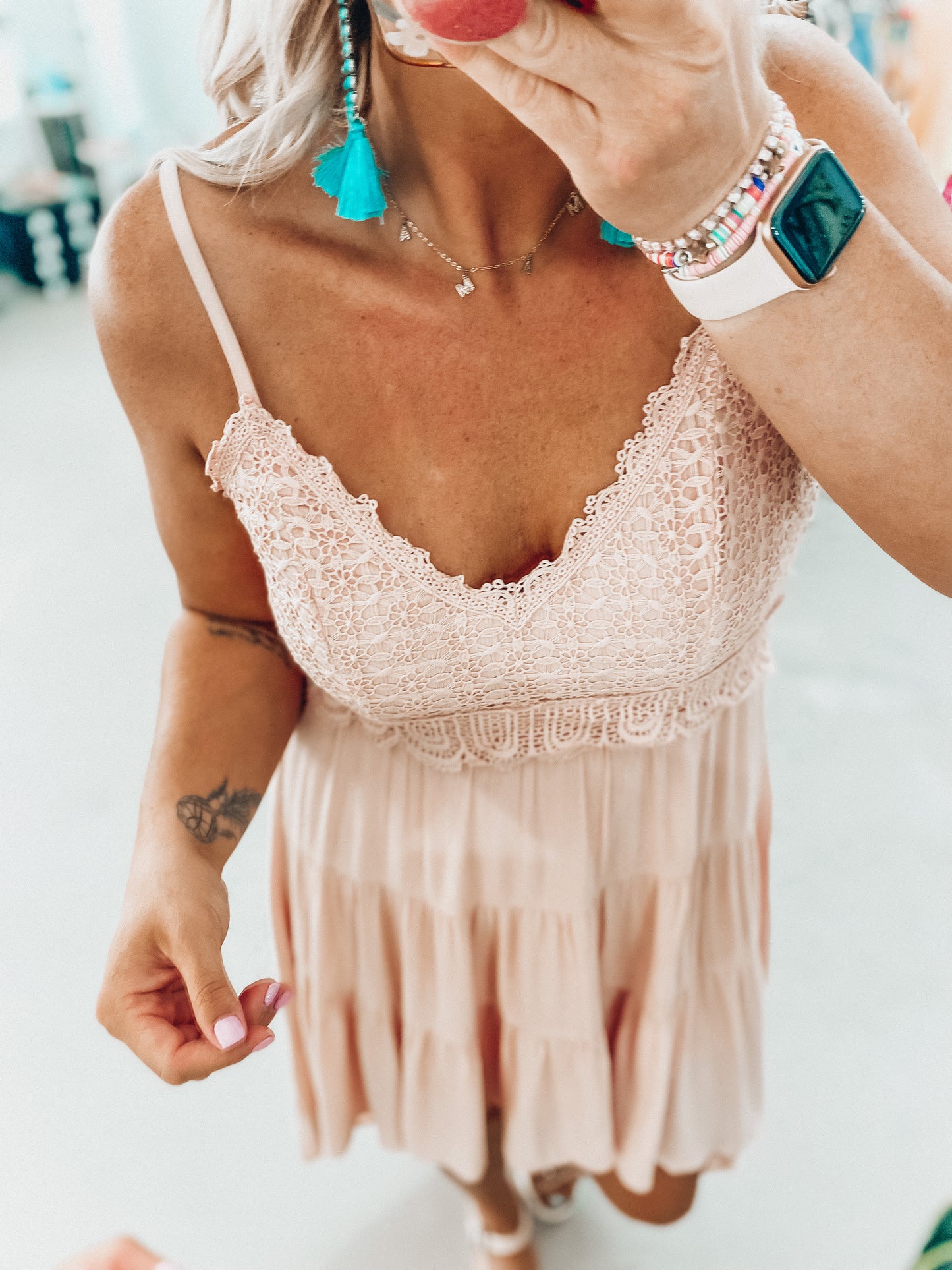 Lucy Blush Lace Dress