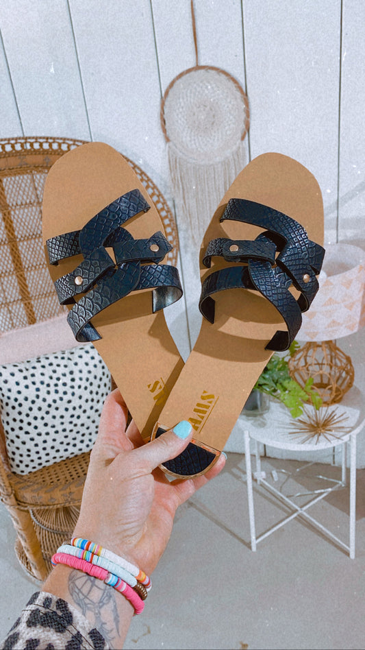 Black Slip on Sandals