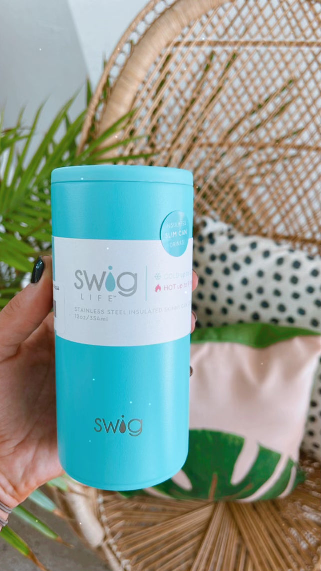 Swig Skinny Can Cooler - Aqua