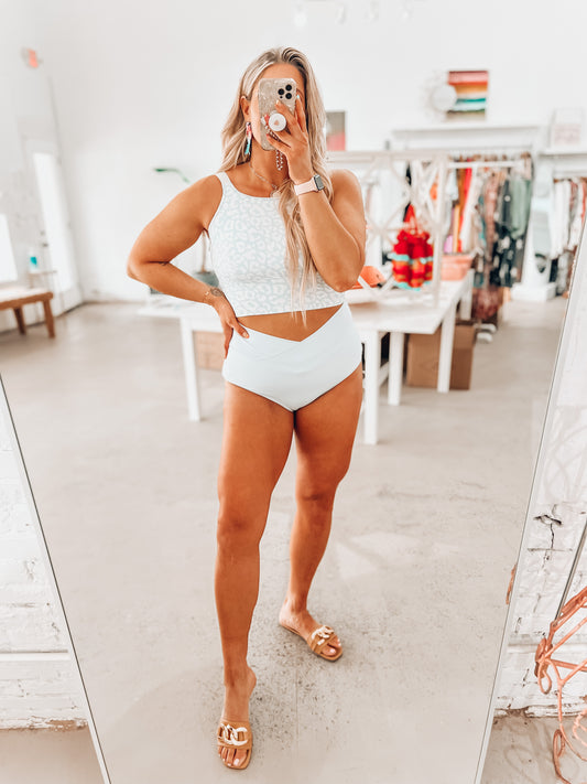 Powder Blue Leo Swim Top