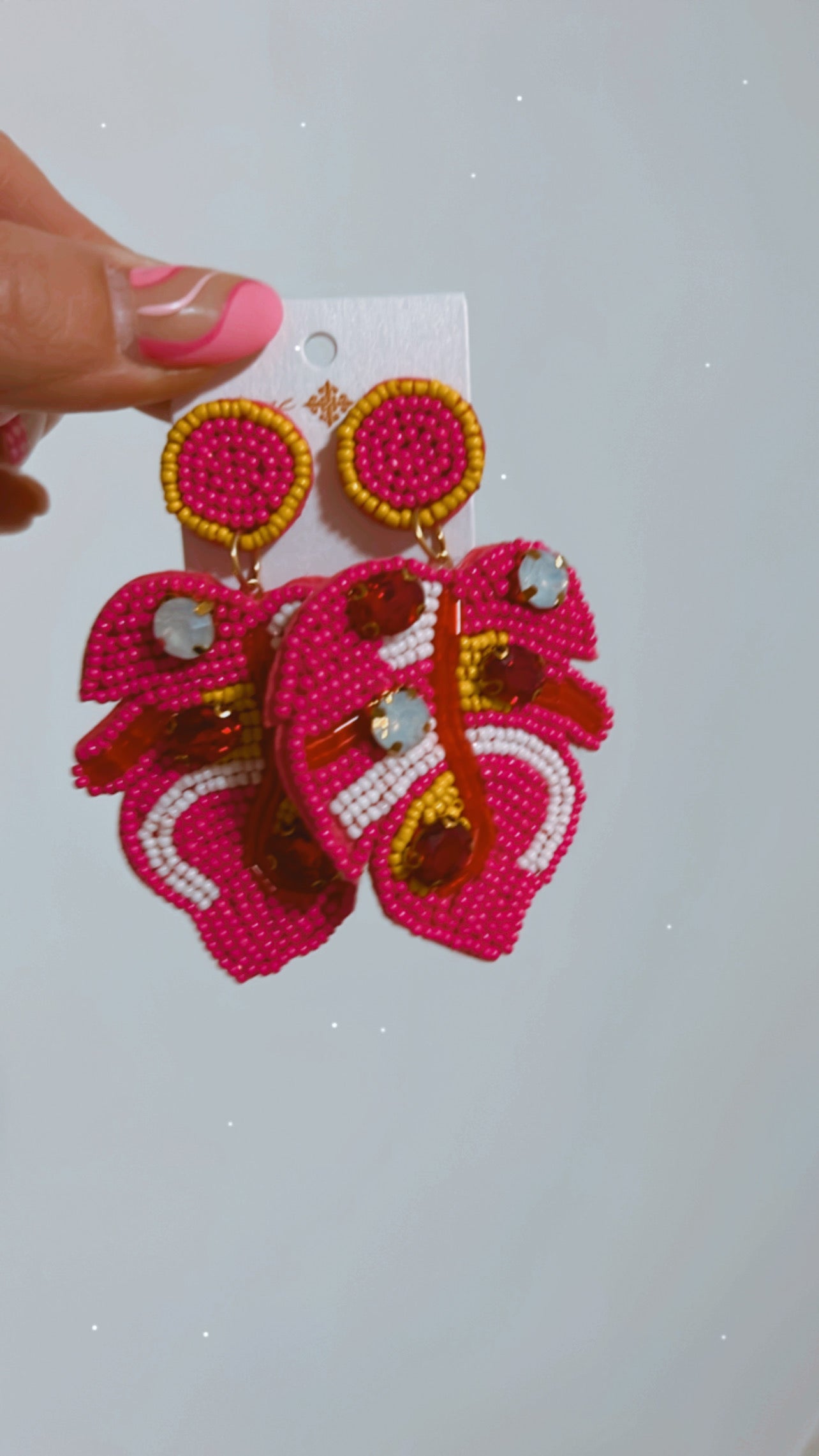 Pink Palm Earrings