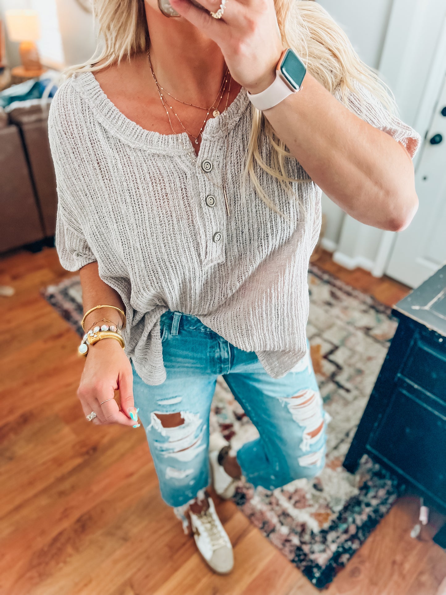 Natalie Button Knit Top