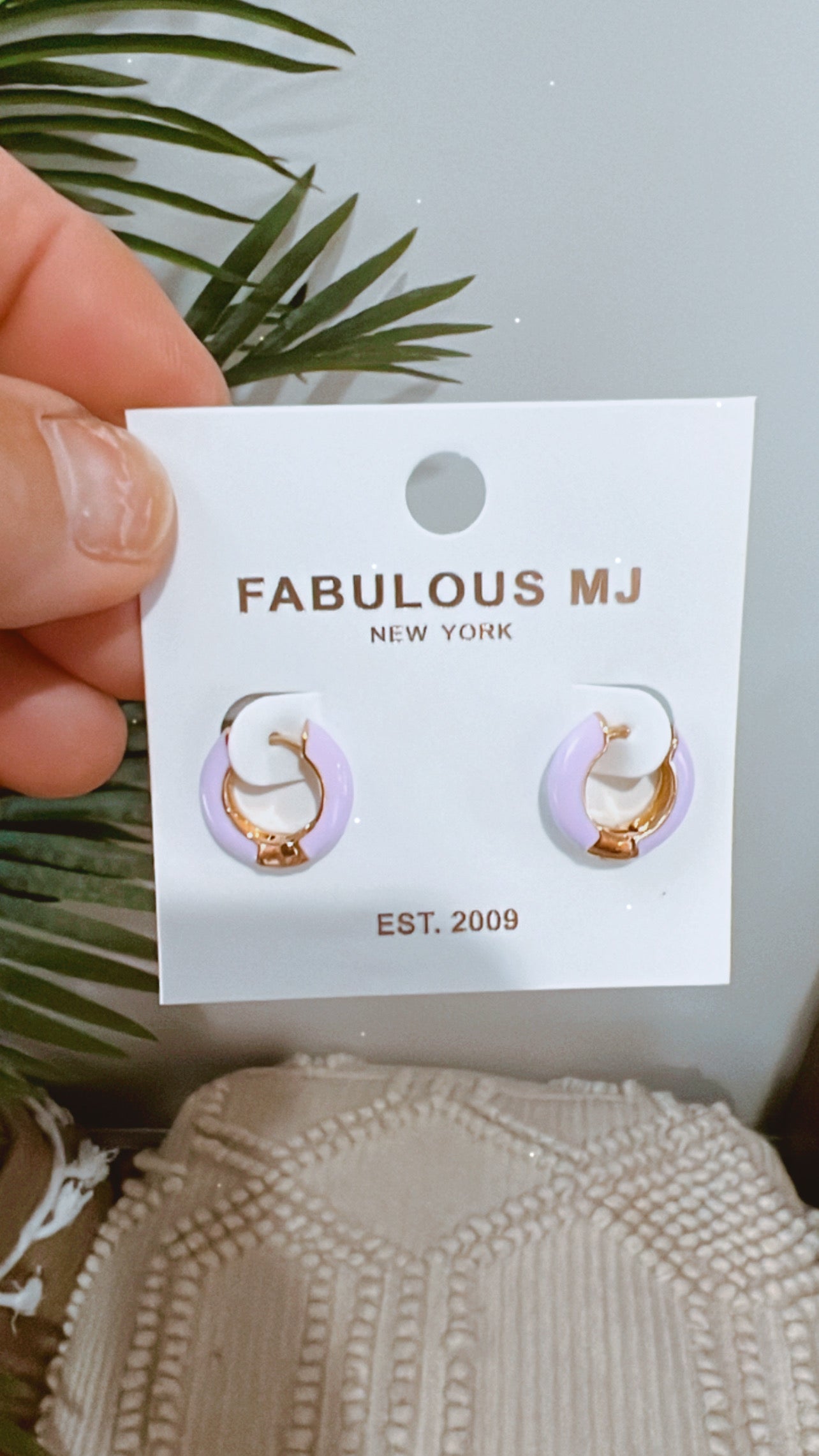 Lavender Huggie Hoops