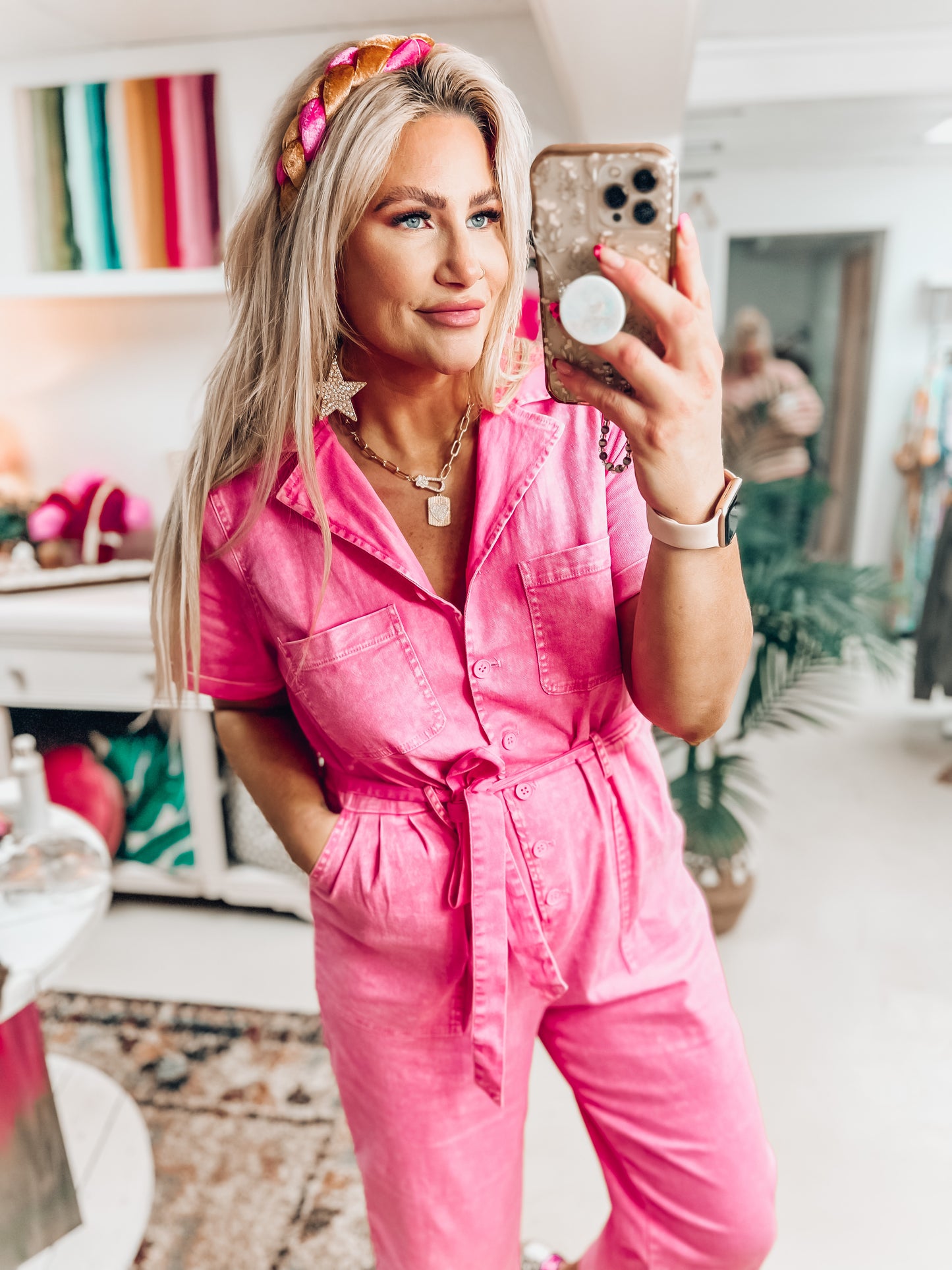 Sandi Pink Utility Jumpsuit