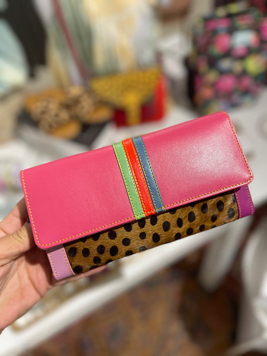 Xandi Leather Wallet - Dalmation (Green/Cherry/Blue)