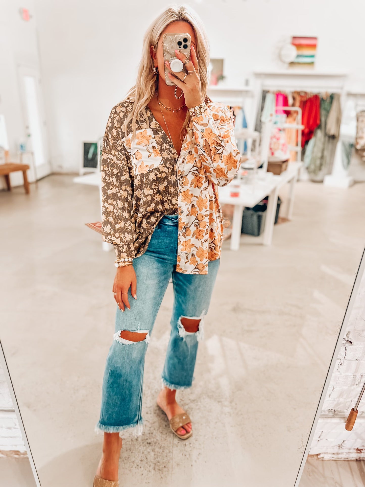 Honey Button Up Top