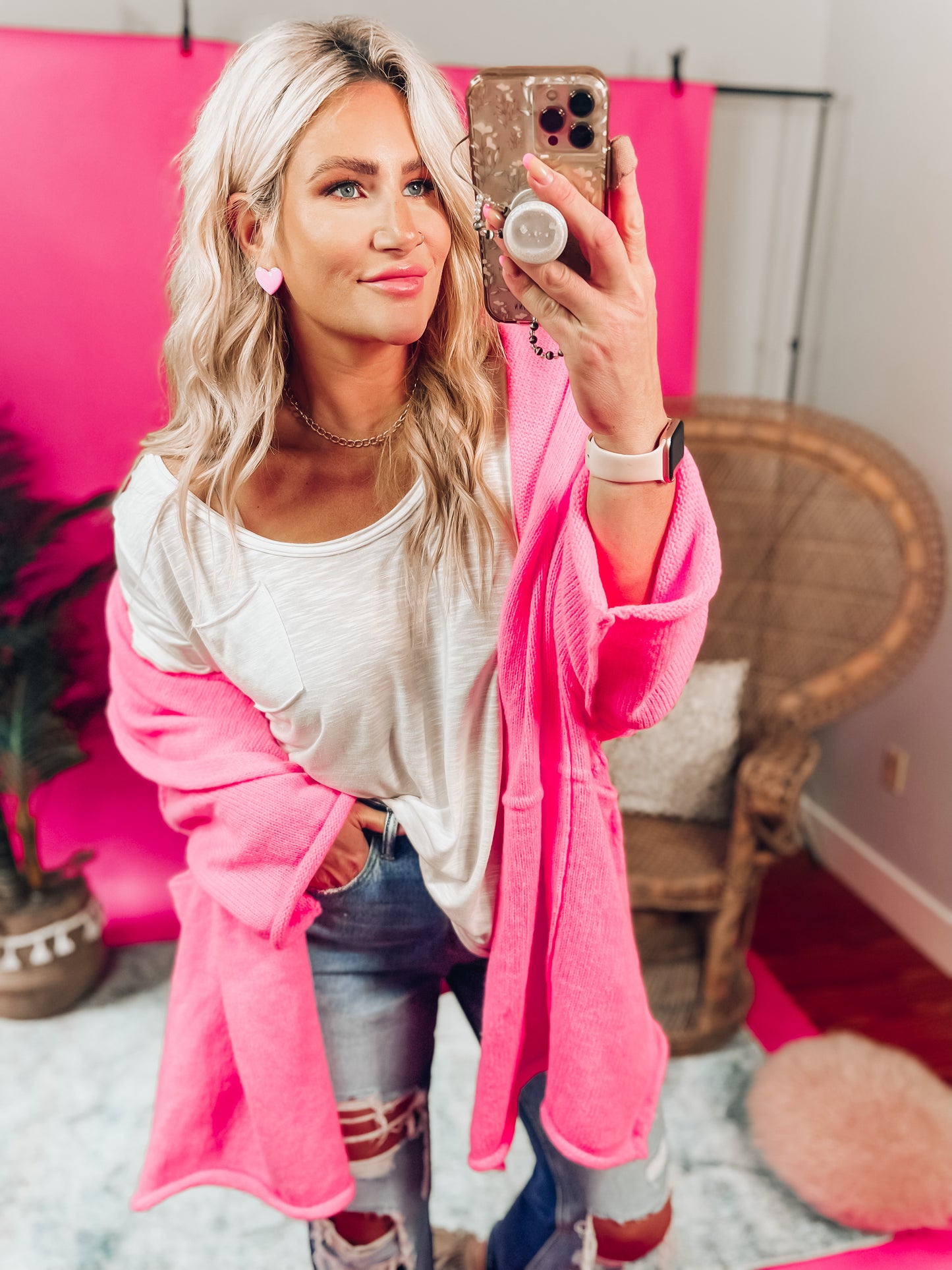 Darcy Pink Hooded Cardi