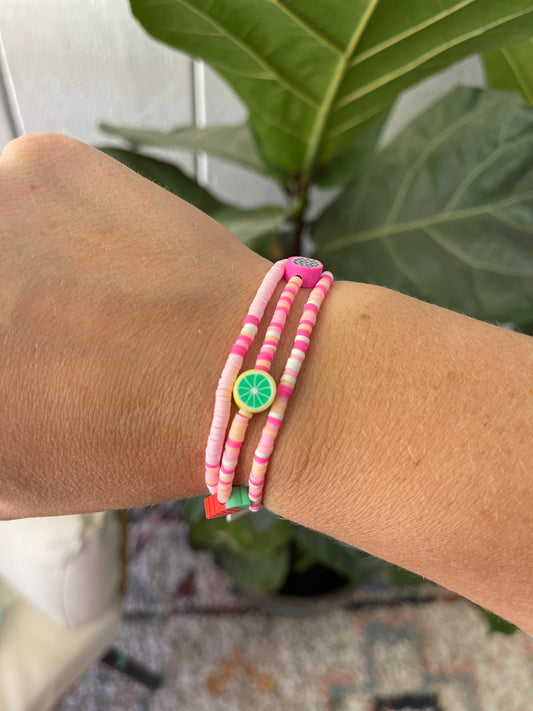 Pink Fruit Bracelet Set