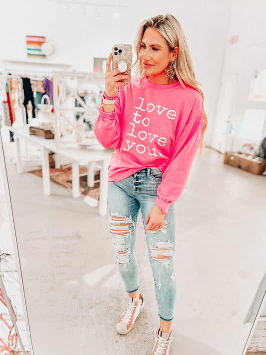 Neon Love To Love You Pullover