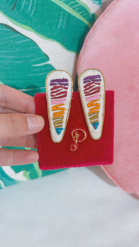 Rainbow Zebra Hair Clips