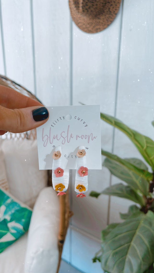 Floral White Hoops