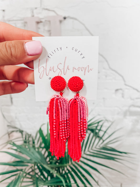 Sea beaded Tassel Earrings