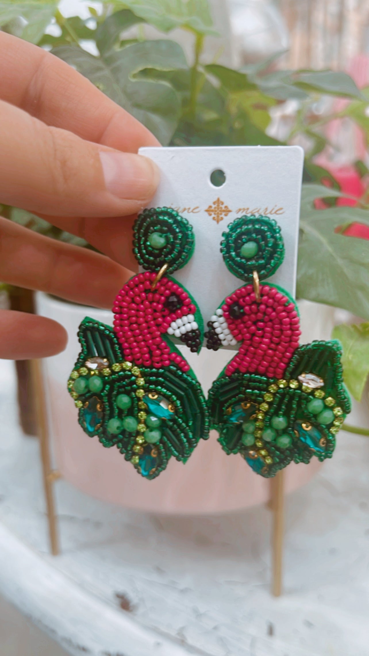 Flamingo & Palm Earrings