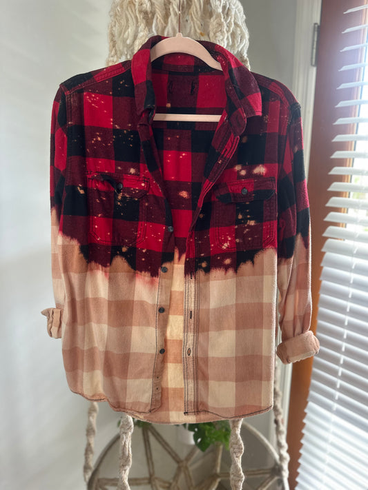 Bleached Flannel 3 - S/M - Red