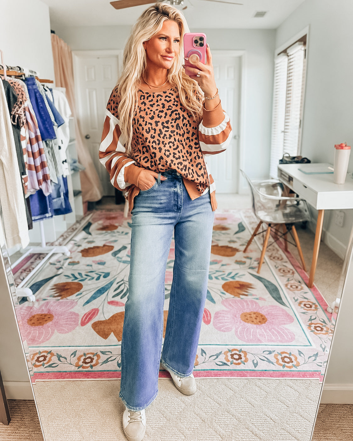 Stevie Leopard Stripe Top