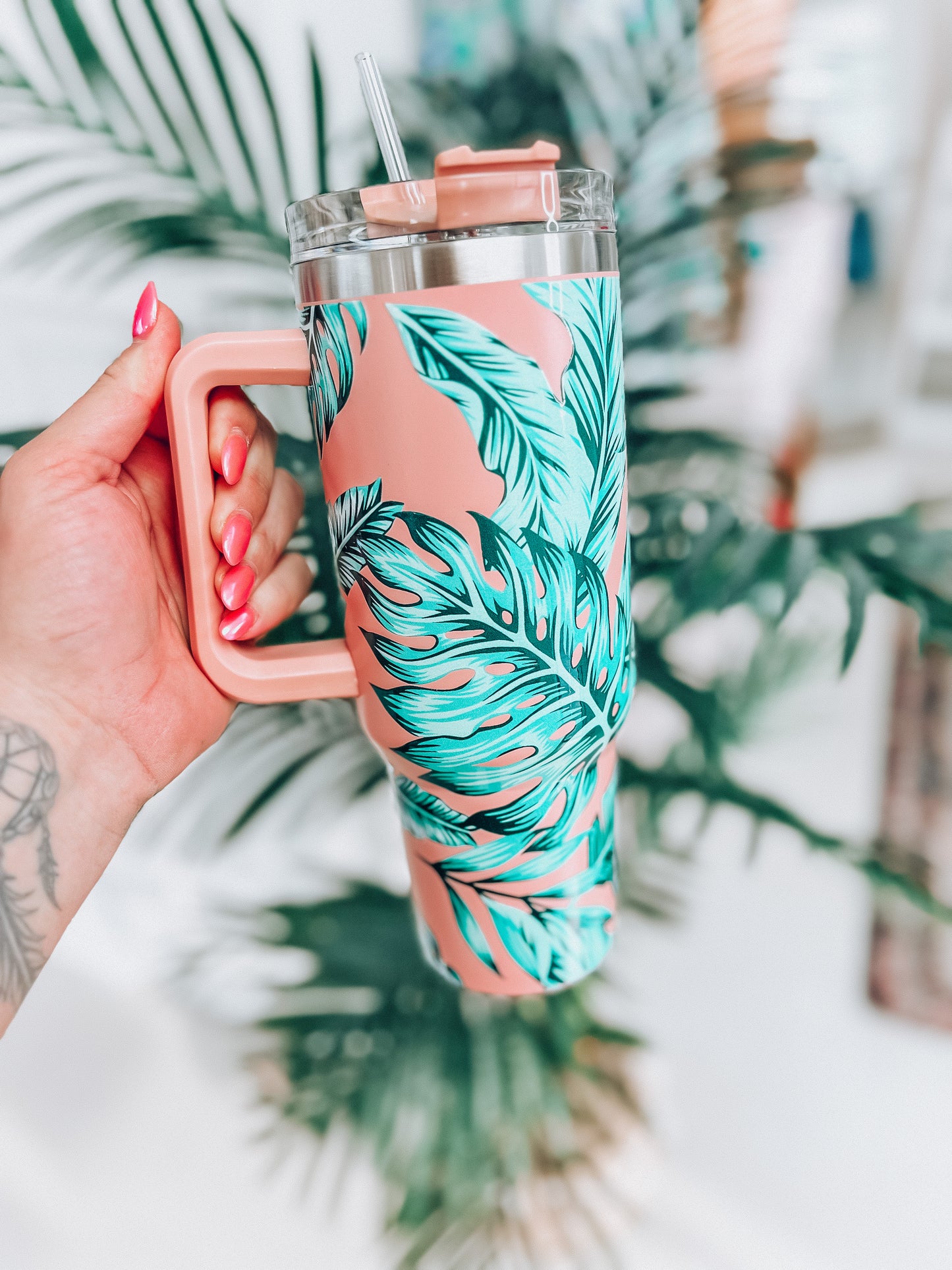 Palm on Pink 40oz Tumbler