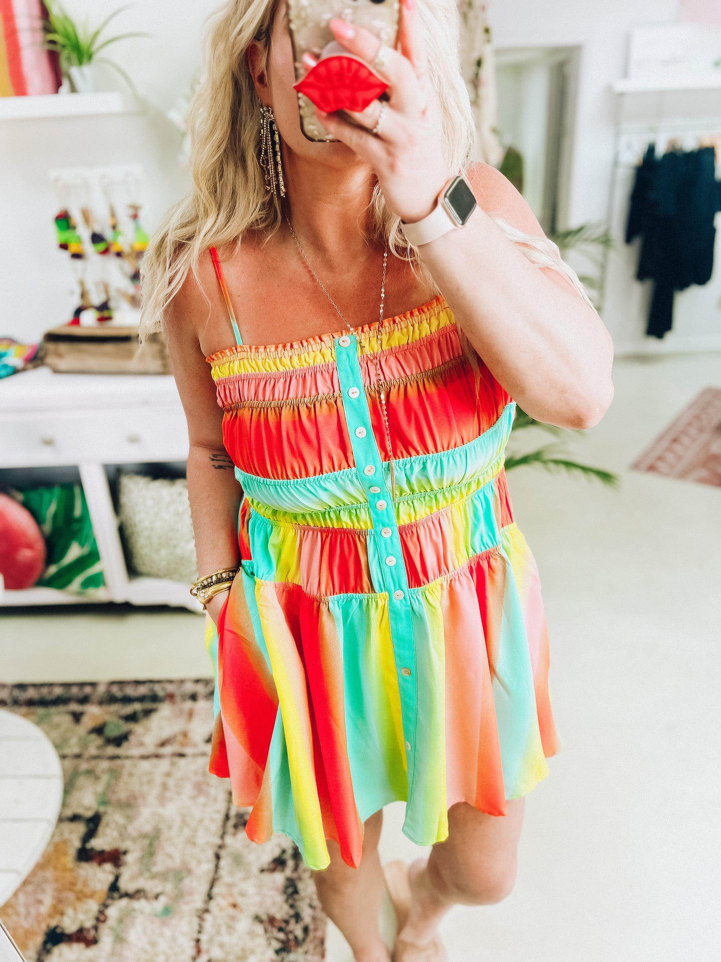 Rainbow Sherbert Smocked Dress
