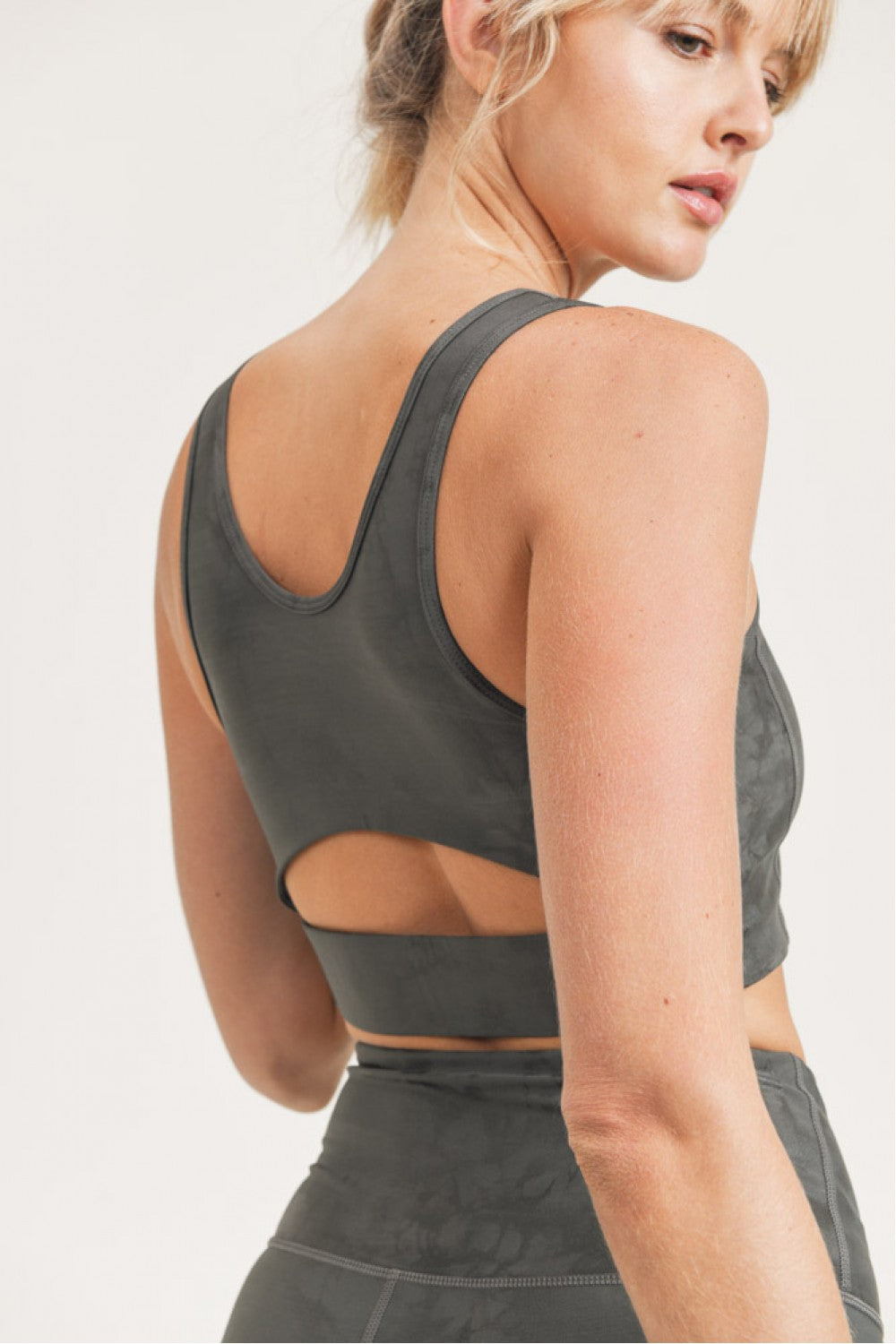 Annie Metallic Foil Cut-Out Back Sports Bra
