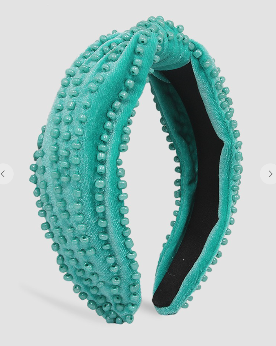 Teal Beaded Headband