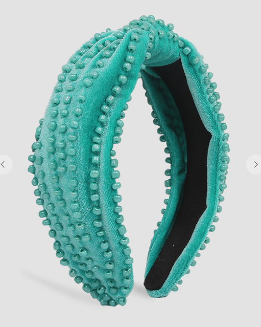 Teal Beaded Headband