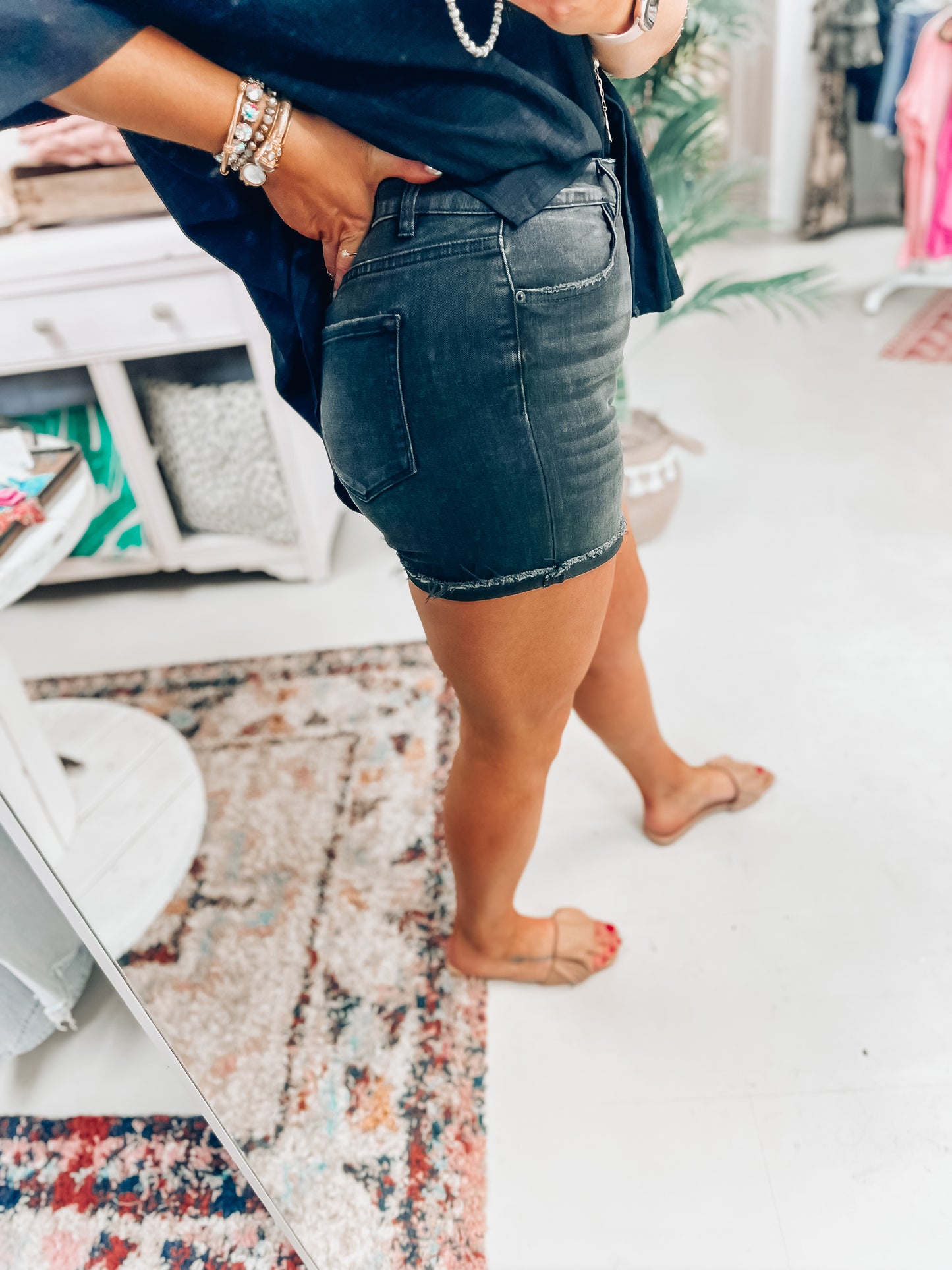 Lily Black Denim Shorts